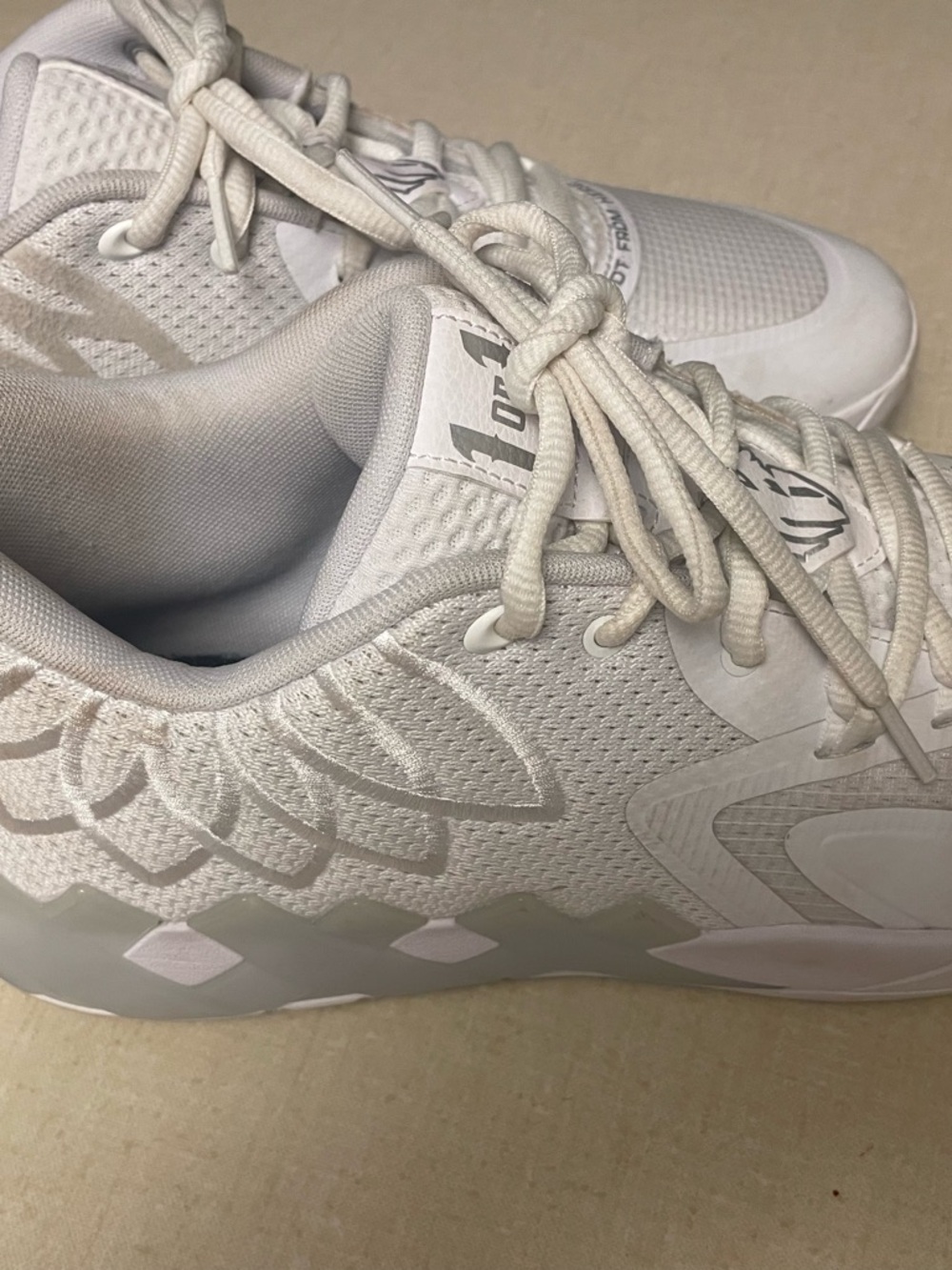 Lamelo Ball — Puma MB .01 Lo White Athletic Sneakers with Multicolor Insole